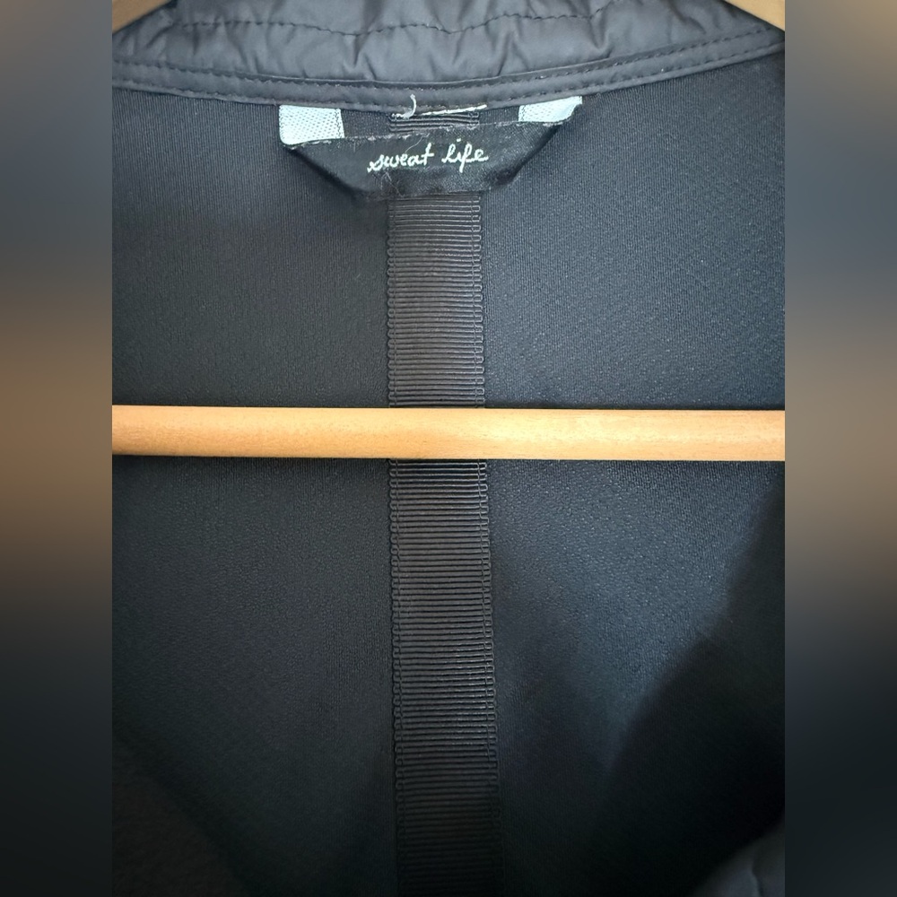Lululemon Brisky Biker Sweat Life Faux Leather Black Soot Stripe Moto Jacket 8 - Picture 4 of 16